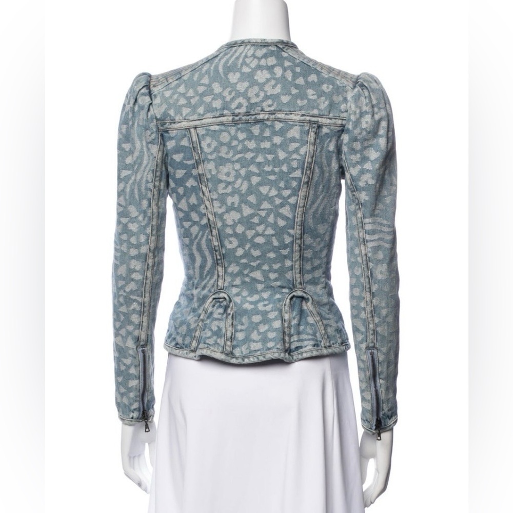 Alexander McQueen Light Blue Animal Print Denim Jacket - Picture 3 of 7